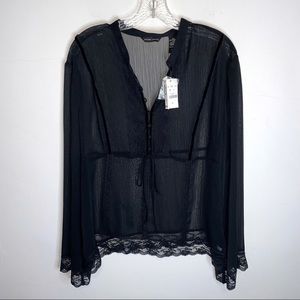 Sheer button front lace blouse